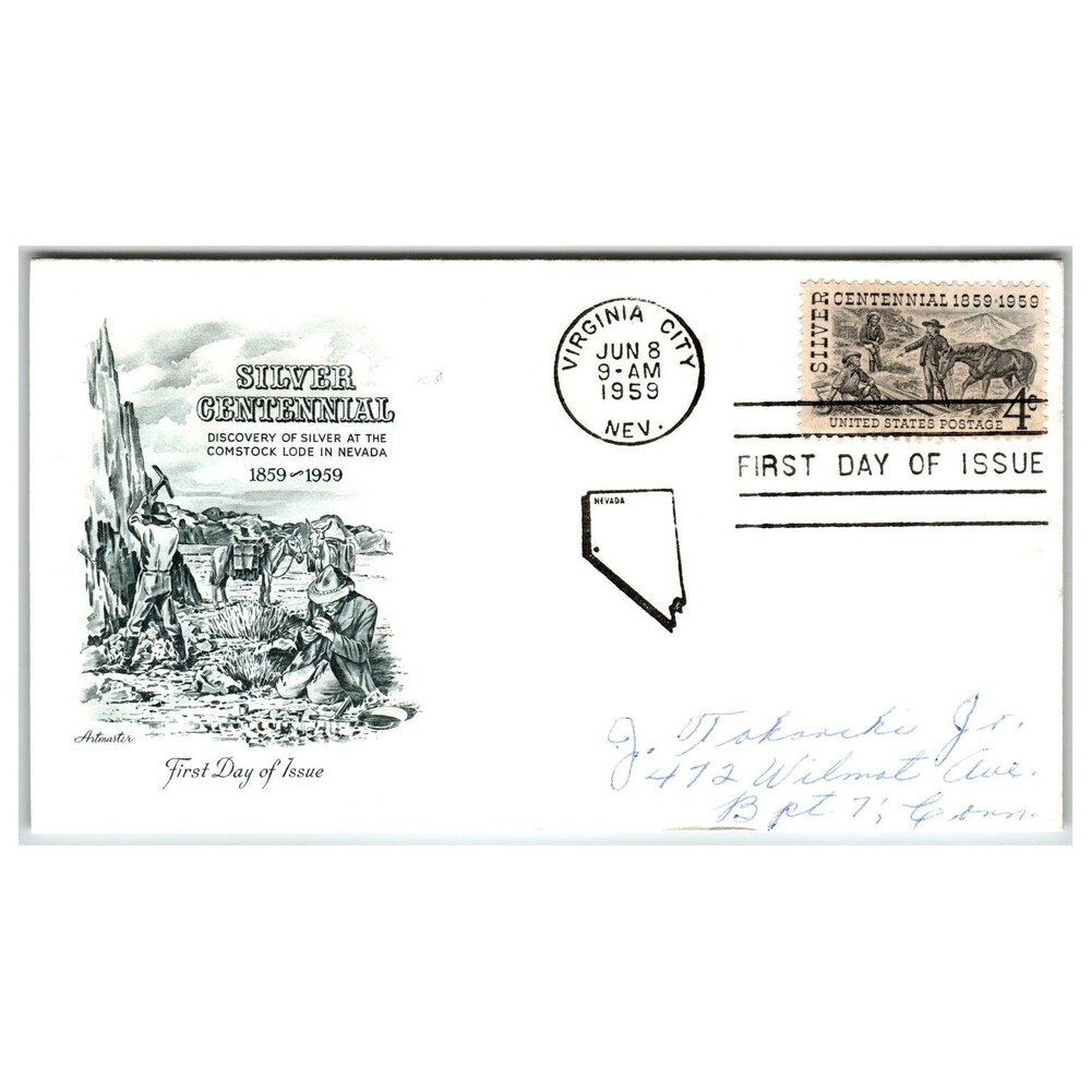 Scott #1133 Artmaster 1959 Silver Centennial FDC Virginia City NEV